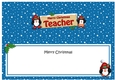large DL Christmas TEACHER Penguins Signpost matching insert
