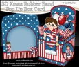 3D Patriotic Stars & Stripes Camden is Celebrating 4th July Rubber Band Pop Up Box Card