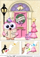8 x 8 Christmas Door Carol Singing Little Hoot Owl Scalloped Corner Topper