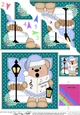 Christmas Livvy Bear goes Carol Singing Scallop Corner Topper