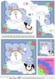 Christmas Snowball Sam and Pip Penguin have a Snowball Fight Shell Edged Corner