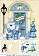 8 x 8 Christmas Door Ben Polar Bear has presents Scalloped Corner Topper