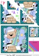 Christmas Austin Bear and Pip Penguin bring the Christmas Presents Scallop Corner Topper