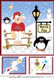 8 x 8 Christmas at the North Pole Baa Humbug Lamb has a snowball fight with Pip Penguin Scalloped Corner Topper