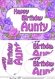 A5 Birthday AUNTY Time for Roses Oval Pyramage Topper
