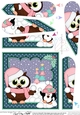 Christmas Little Hoot Owl and Pip Penguin have a Snowball Fight Fan Pyramage Topper