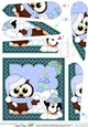 Christmas Little Hoot Owl and Pip Penguin have a Snowball Fight Fan Pyramage Topper