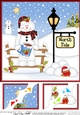 8 x 8 Christmas at the North Pole Snowman Mack has a mug of Hot Chocolate Scalloped Corner Topper