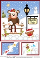 8 x 8 Christmas at the North Pole Little Monkey Bing has a Snowball Fight with Bobbin Robin Scalloped Corner Topper