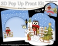 3D Christmas Pop Up Front Card Kit Little Hoot Owl has a Christmas Present & Tree