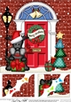 8 x 8 Christmas Door Hamish Scottie Dog has a present Scalloped Corner Topper