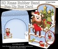 3D Christmas Rubber Band Pop Up Box Card - Cute Little Monkey Bing