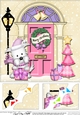 8 x 8 Christmas Door Jock Westie Dog has a present Scalloped Corner Topper
