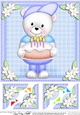 8 x 8 Teddy Eds Birthday Cake Scalloped corner Topper