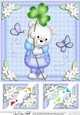 8 x 8 Teddy Eds Good Luck Clover Scalloped corner Topper