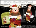 3D On the Shelf Card Kit - Christmas Cute Little Monkey Bing is helping Santa take the Presents down the Chimney