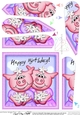 Zoe & Isa Piggy have Pretty Birthday Flowers Fan Pyramage Topper