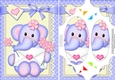 A5 Lola Elephant has a Letter and Flowers Scallop Corners and Pyramage