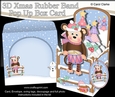 3D Christmas Rubber Band Pop Up Box Card - Little Christmas Monkey has a Drum