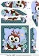 Christmas Little Hoot Owl delivers the oresents Fan Pyramage Topper