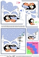 Christmas Penguins find love at the North Pole Shell Edged Stacker