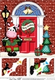 8 x 8 Christmas Door Milly Moo Cow has a present Scalloped Corner Topper