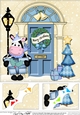 8 x 8 Christmas Door Milly Moo Cow has a present Scalloped Corner Topper