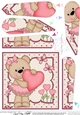 Livvy Bear has a Heart Fan Pyramage Topper