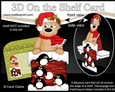 3D On the Shelf Card Kit - Christmas Cute Mia Meerkat is helping Santa take the Presents down the Chimney