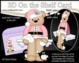 3D On the Shelf Card Kit - Christmas Cute Little Livvy Bear has a Snowball Fight