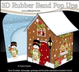 3D Rubber Band Pop Up Christmas Card - Christmas Gingerbread House Snowman Rio has a List for Santa