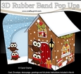3D Rubber Band Pop Up Christmas Card - Christmas Gingerbread House Little Hoot Owls are ready for Christmas