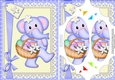 A5 Lola Elephant has an Easter Egg Basket Scallop Corners and Pyramage