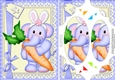 A5 Lola Elephant has Easter Bunny Ears and Carrot Scallop Corners and Pyramage