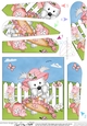 Jess Westie Dog has a Bonnet and Basket of Flowers Fan Pyramage Topper
