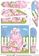 Hilda Hippo has a Bonnet and Basket of Flowers Fan Pyramage Topper