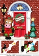 8 x 8 Christmas Door GiGi Horse has a present Scalloped Corner Topper