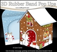3D Rubber Band Pop Up Christmas Card - Christmas Gingerbread House Snowball Sam has a Snowball Fight