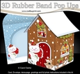 3D Rubber Band Pop Up Christmas Card - Christmas Gingerbread House Little White Cat delivers a Christmas Card