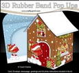 3D Rubber Band Pop Up Christmas Card - Christmas Gingerbread House Bobbin Robin has a Christmas Present