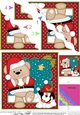 Christmas Livvy Bear has a Snowball Fight with Pip Penguin Wavy Corner side stacker Topper