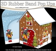3D Rubber Band Pop Up Christmas Card - Christmas Gingerbread House Hamish Scottie Dog delivers the Presents