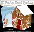 3D Rubber Band Pop Up Christmas Card - Livvy Bear brings a Present to the Christmas Gingerbread House