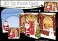 3D Christmas Up Front Card -  Santa brings a Christmas Stocking to the Christmas House