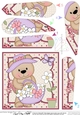 Livvy Bear has a Basket of Pretty Flowers Fan Pyramage Topper