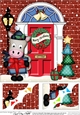 8 x 8 Christmas Door GiGi Horse has a present Scalloped Corner Topper