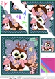 Christmas Little Hoot Owl and Pip Penguin deliveer lots of Christmas Presents Scallop Corner Topper