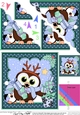 Christmas Little Hoot Owl and Pip Penguin deliveer lots of Christmas Presents Scallop Corner Topper