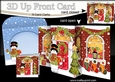 3D Christmas Up Front Card -  Snowman Rio delivers Presents to the Christmas House