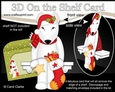3D On the Shelf Card Kit - Christmas English Bull Terrier Dog has a Christmas Stocking